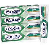 Poligrip Free Denture Adhesive Cream, Strong All Day Hold, Food Seal, Comfort, Clinically Proven, Flavor and Zinc Free, 2.4 Oz, 4 Count