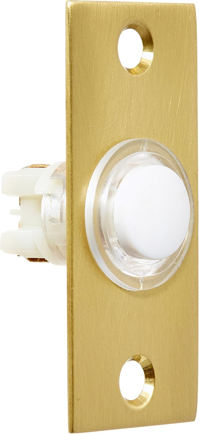 Baldwin 4853033 Rectangular Bell Button, Vintage Brass Doorbell Push
