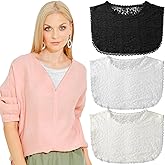 ShinyMatch 3 Pieces Lace False Collar for Women Modesty Panels Cleavage Cover Lace Crew Collar for Women Under Blouses Favors