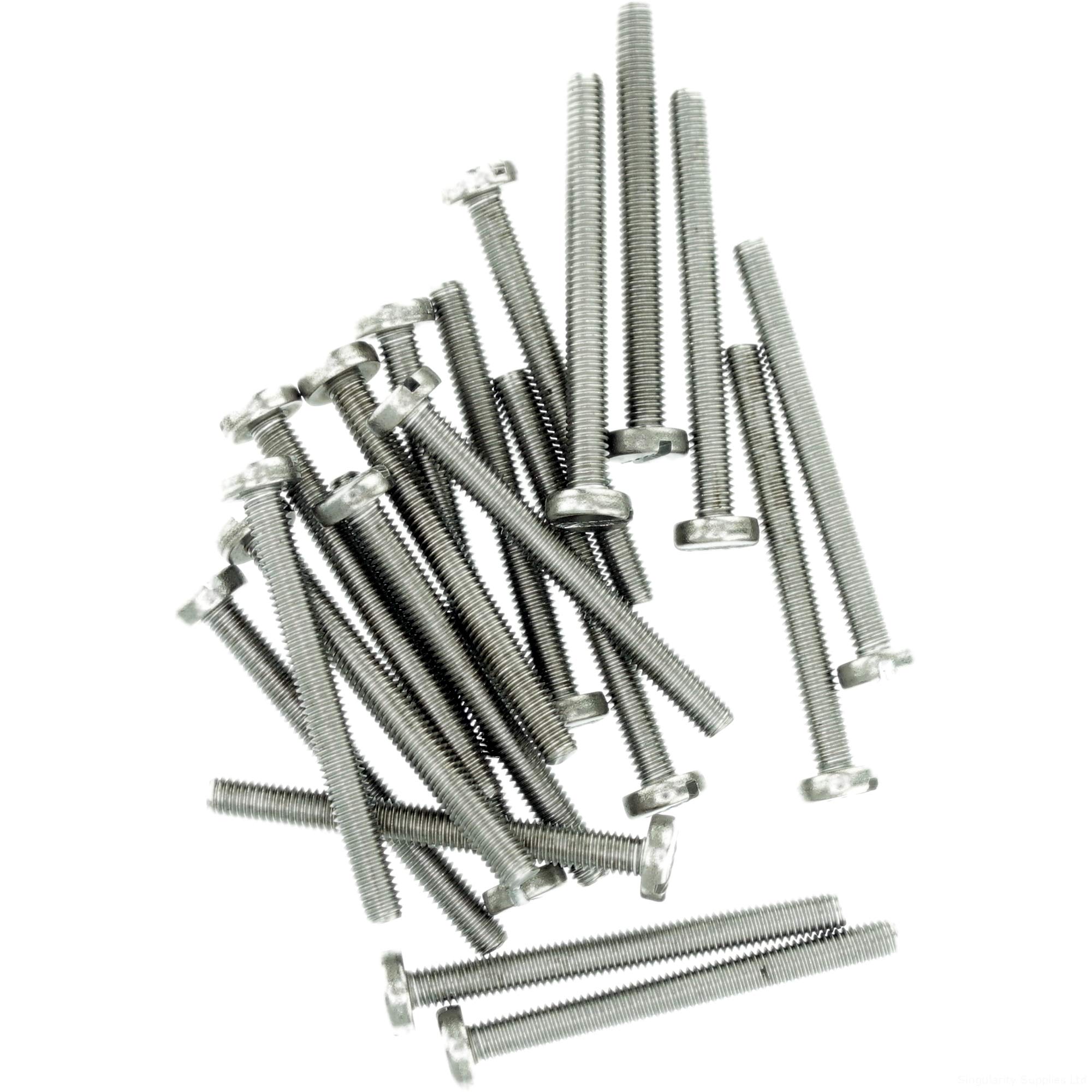 M3.5 (3.5mm x 12mm) Slot Pan Machine Screw (Bolt) - Stainless Steel (A2) (Pack of 20)