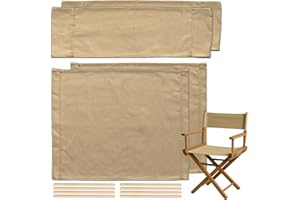 STAY GENT 18''L X 15''W 2 Set Directors Chair Replacement Canvas for 18'' Director Chairs, Replacement Cover Canvas Seat and 19.7''L X 6.3''W Back Covers Kit for Director Chairs Movie Chair, Khaki
