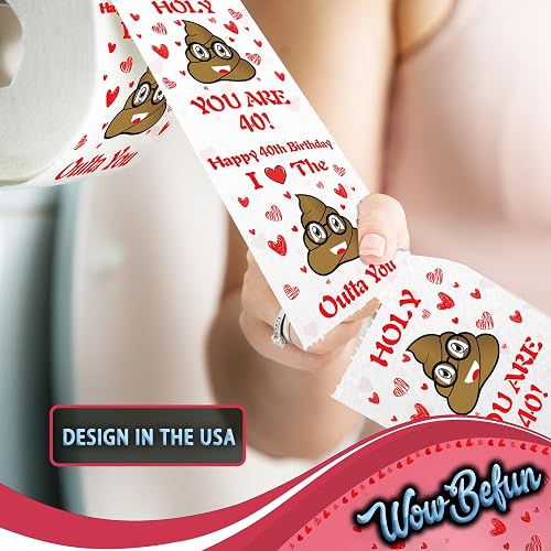 40th Birthday Toilet Paper – Funny Gag Gift For Men & Women, Multicolor