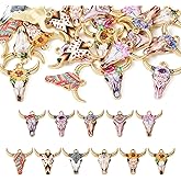 Craftdady 22Pcs Enamel Animal Charms - 11 Colors Ox Cattle Head Charms Light Gold Bull Head Pendants for DIY Earring Jewelry Making Supplies
