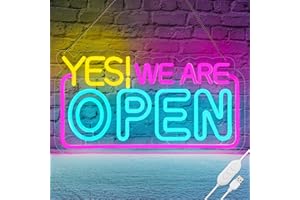 Basaneon Open Neon Signs Dimmable Led Open Sign, Bright High Visibility YES WE ARE OPEN Neon Sign with ON/OFF Switch, USB or Battery Operated Open Signs for Business Window Bar Coffee (16.5*9inches)