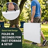 KEPLIN 6ft Folding Table White Top 180x70x74cm Sturdy Metal Frame Waterproof view 4