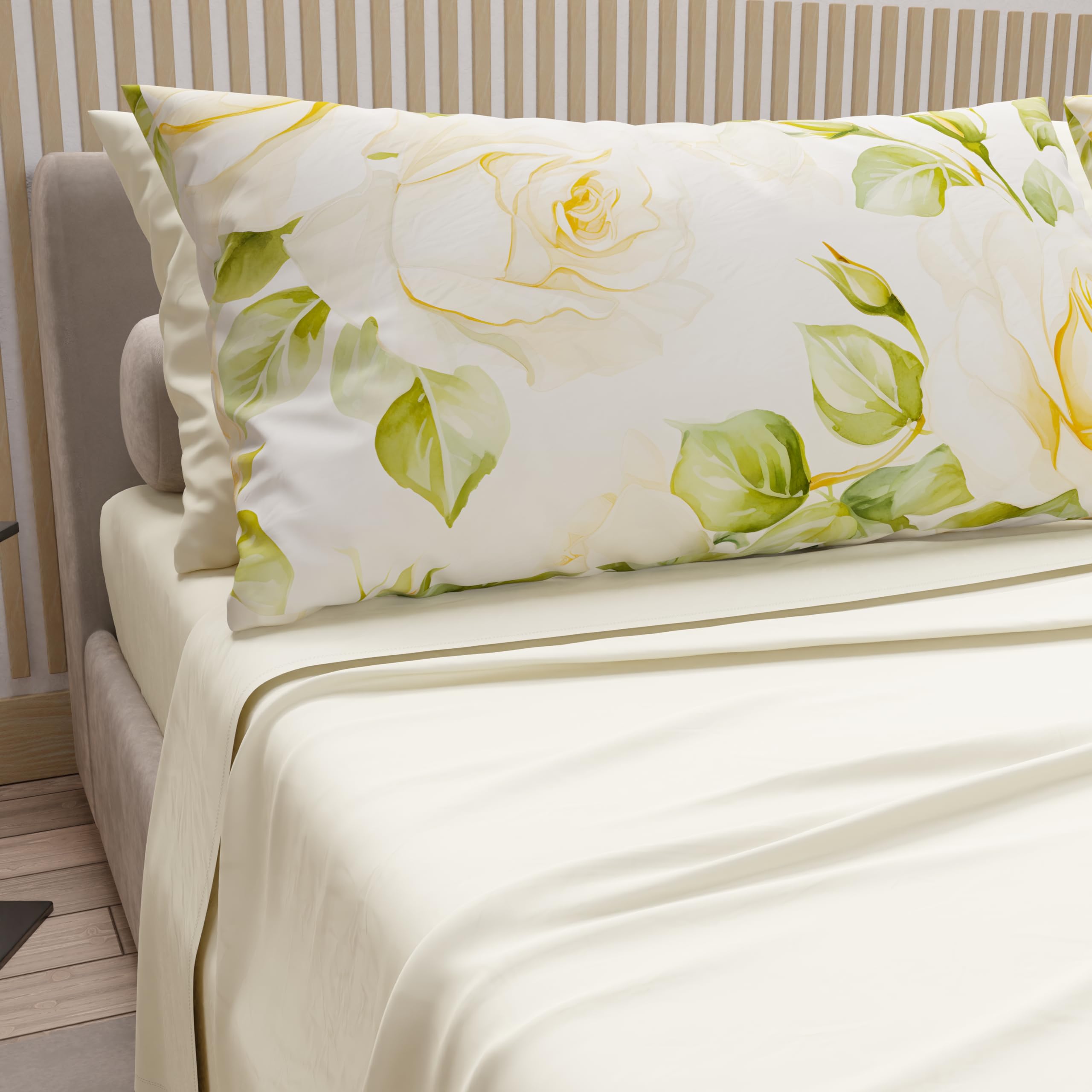 PETTI Artigiani Italiani - Cotton Sheets with Pillowcases in Digital Print, Double Bedsheets, Double Bed Set, Wedding Flower, 100% Made in Italy