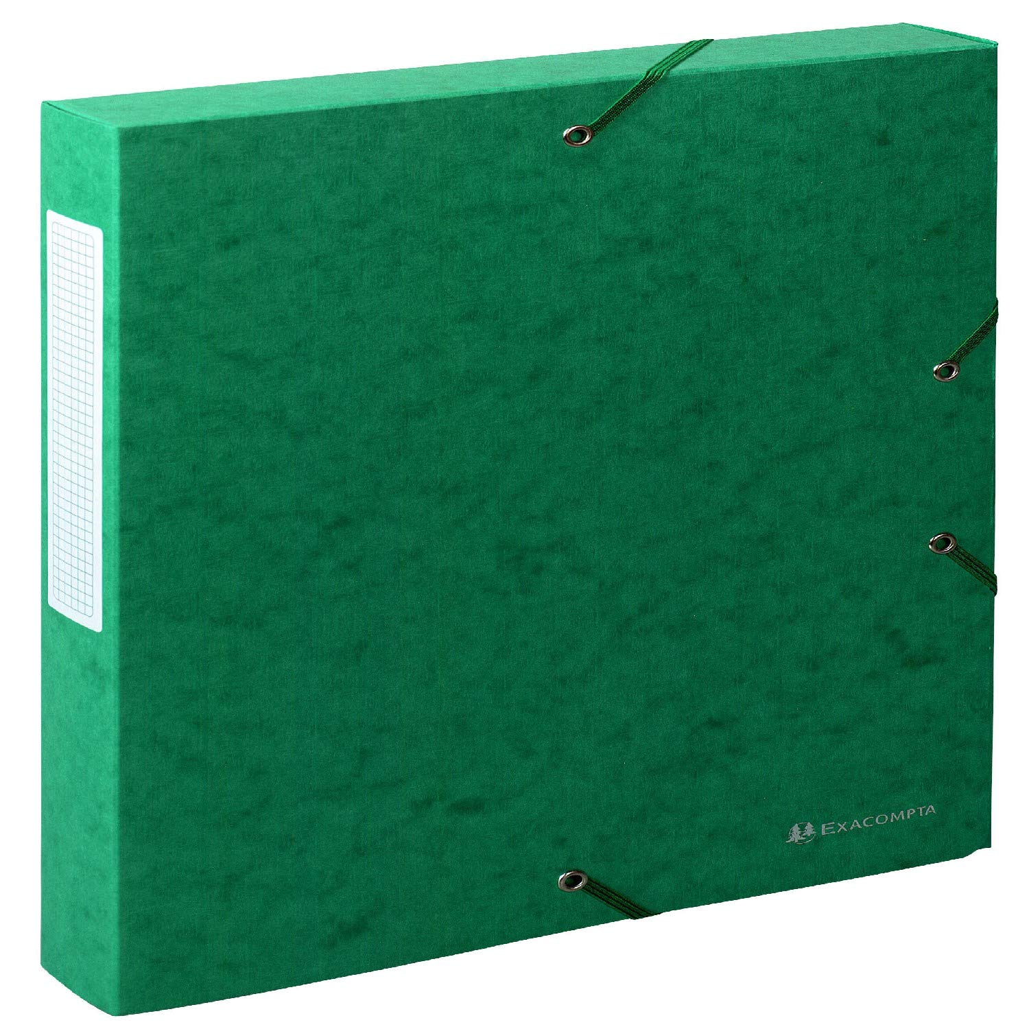 Exacompta - Ref 50813E - Scotten Filing Box - 250 x 330mm in Size, Suitable for Holding A4 Documents, 40mm Spine, 600gsm Genuine Pressboard, Spine Label - Green