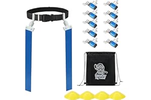 GAMEDAY FITNESS Gameday Flag Football Set – Kits for 2–14 Players w/Belts, Agility Cones & Carry Bag – Available in Multi Colors & Sizes