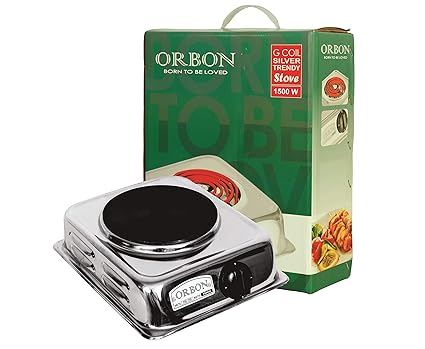 ORBON 1500 Watt Rectangular Silver Chrome Hot Plate G Coil Stove Induction Cooktop/Induction Cookers/Electric Cooking Heater/Induction Radient Cooktop ( MADE IN INDIA )( HUGE DIWALI DISCOUNT & FREE SHIPPING )