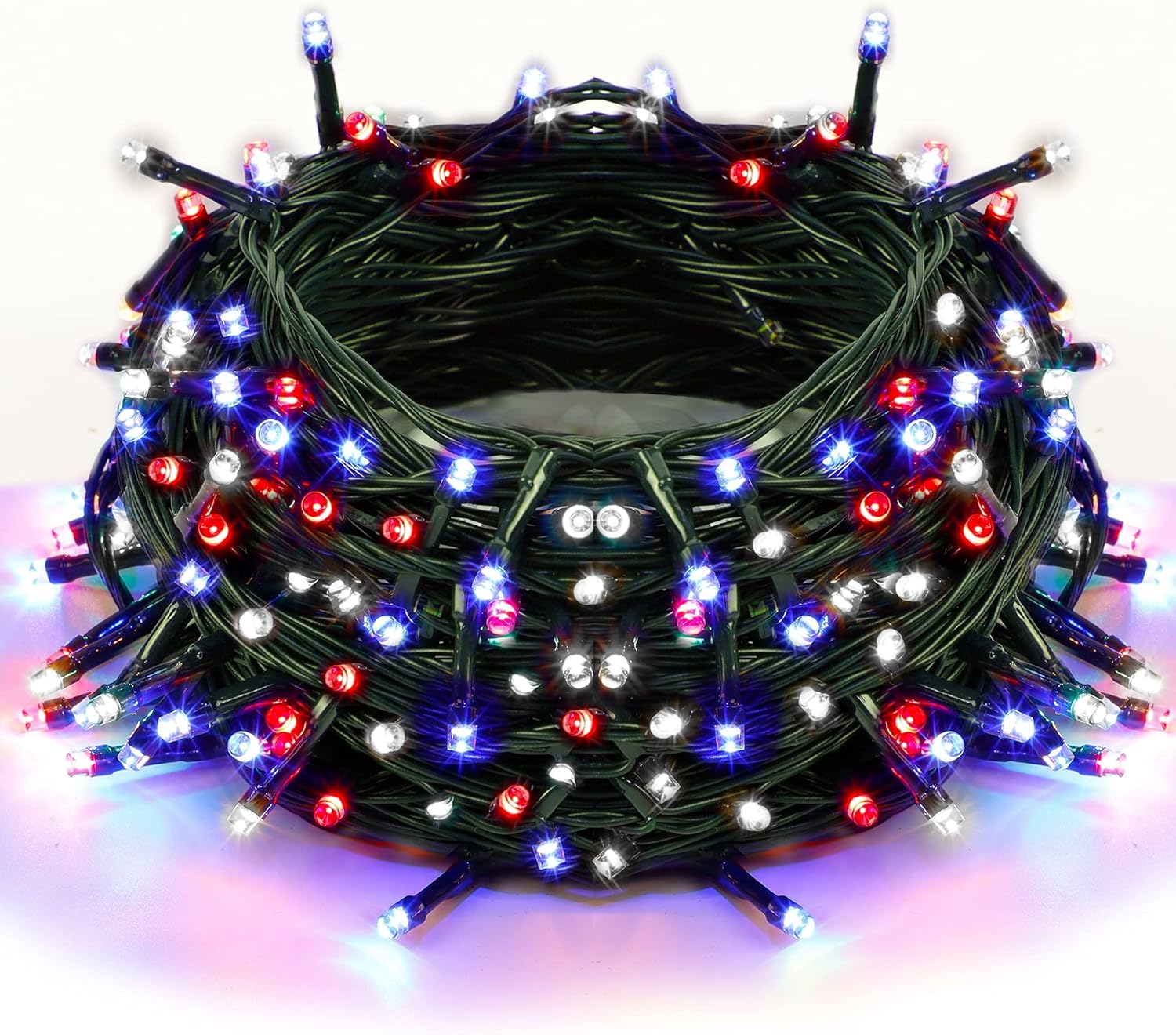 Twinkle Star 200 LED 66ft Patriotic String Lights Plug in, 8 Modes July 4th Green Wire Clear Bulbs Mini Light, Waterproof Fairy Tree Lights Independence Day Party Holiday Decoration, Red, Blue & White