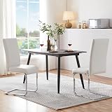 Yaheetech Dining Chairs Set of 2 Modern Leather High Back Chrome Legs White view 2