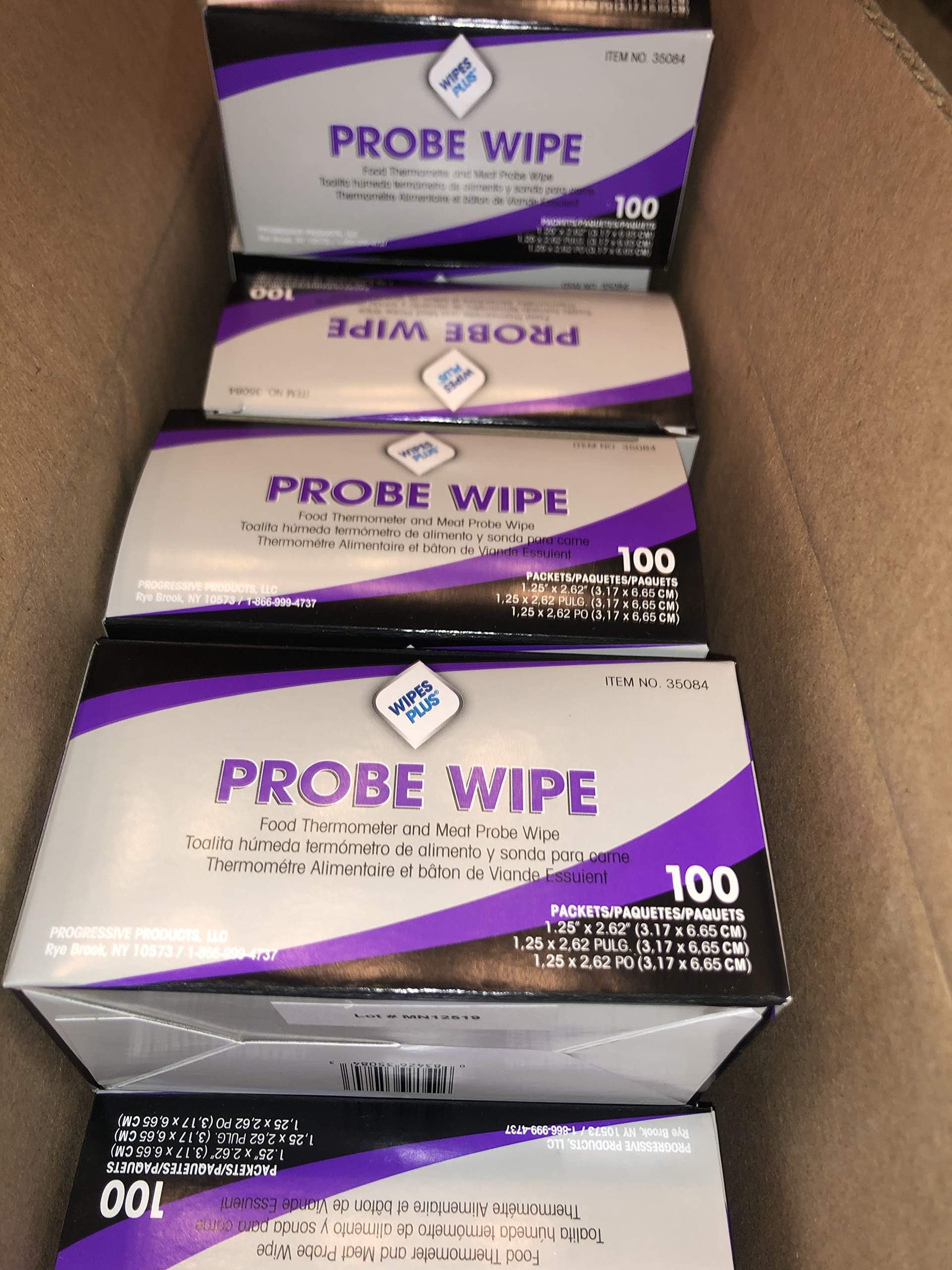 WipesPlus Probe Wipes 35084 Sochet, Thermometer Sanitizing Wipes, 100/Box, 10 Boxes/Case
