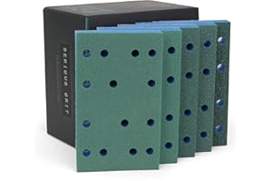 Serious Grit - 3" x 5" (80x133mm) Foam Sanding Pads - P120-600 Assorted Finish Grit - 1/2" Thick Low Density Foam - Hook & Loop - Fits Festool RTS 400 & Mirka DEOS 3x5 Sanders – Made in USA – 10 Pack