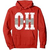 Ohio O-H Vintage Grunge Red Buckeye Home State Pullover Hoodie
