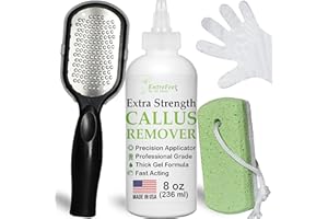 Dr. Entre's Callus Remover Kit for Feet: 8oz Callus Remover Gel, Foot File, Pumice Stone, 5 Glove Pairs for Gel Application, 