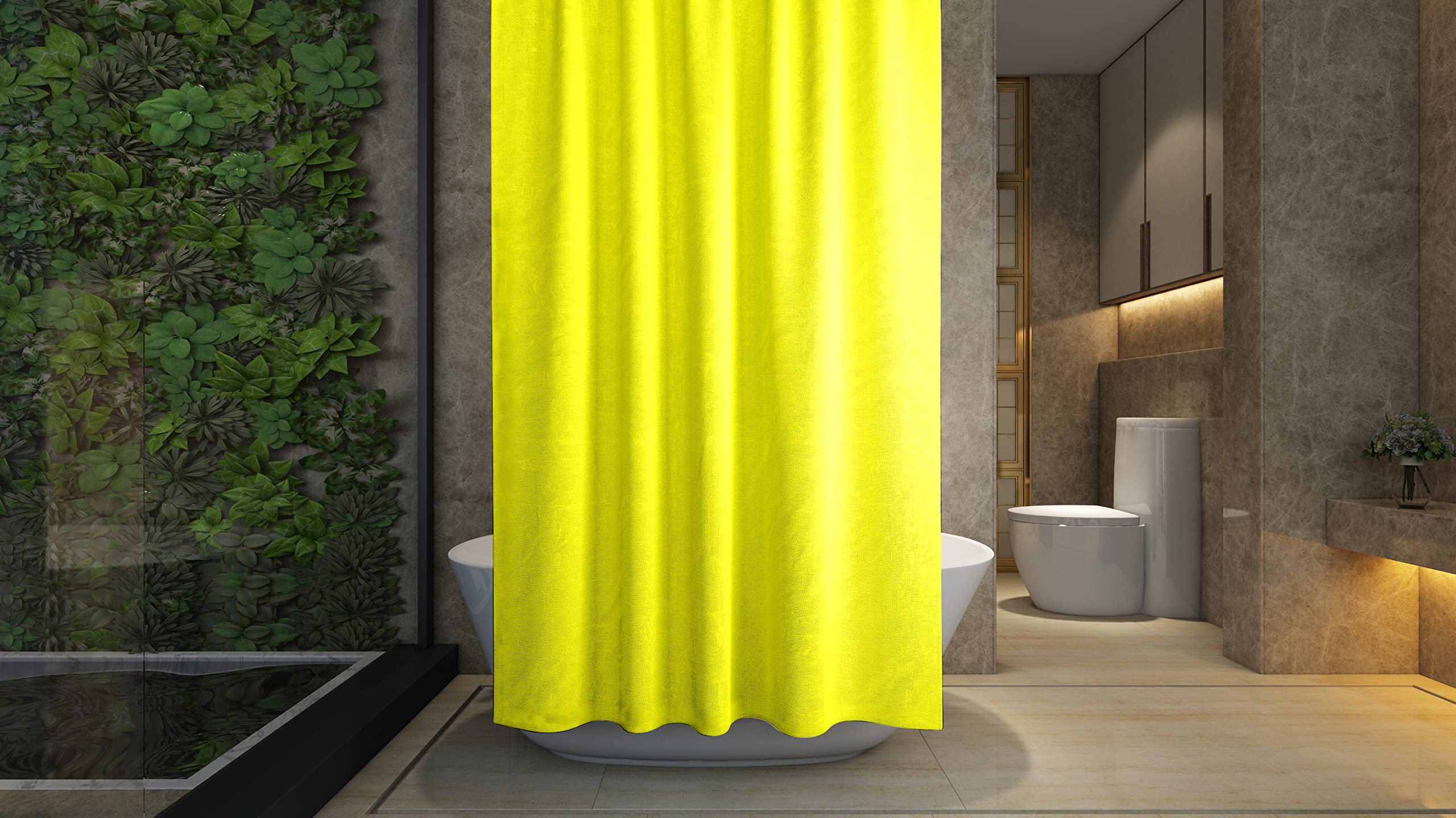 ProBytes Shower Curtain - Made of PEVA, Water Repellent, Mildew Resistant, 180x180cm, 71x71inch, Rail Hooks,Feather Light, Ultra-Thin, Wet Rooms, Shower, Bath, Plain, Vibrant Colours (Yellow)