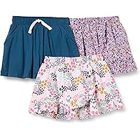 Amazon Essentials Girls and Toddlers' Knit Skorts with Elastic Waist and Built-in Shorts, Pack of 3