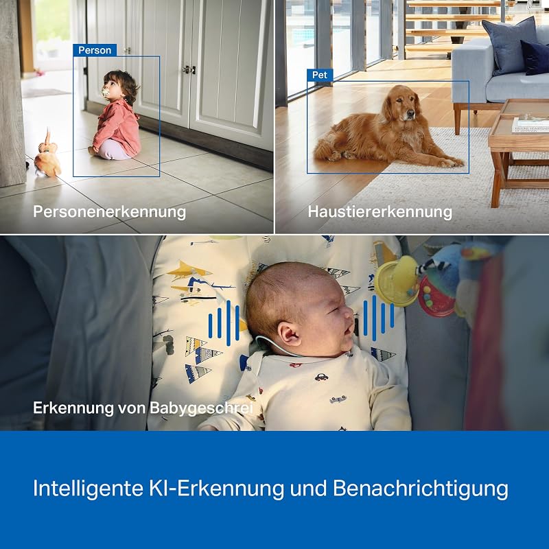 C260 4K 8MP Überwachungskamera Innen 360°, Lokale KI-Erkennung, Physischer Privatsphärenmodus, 18-Facher Digitalzoom, Bewegungsverfolgung, Zwei-Wege-Audio, MicroSD-Karte Bis zu 512 GB