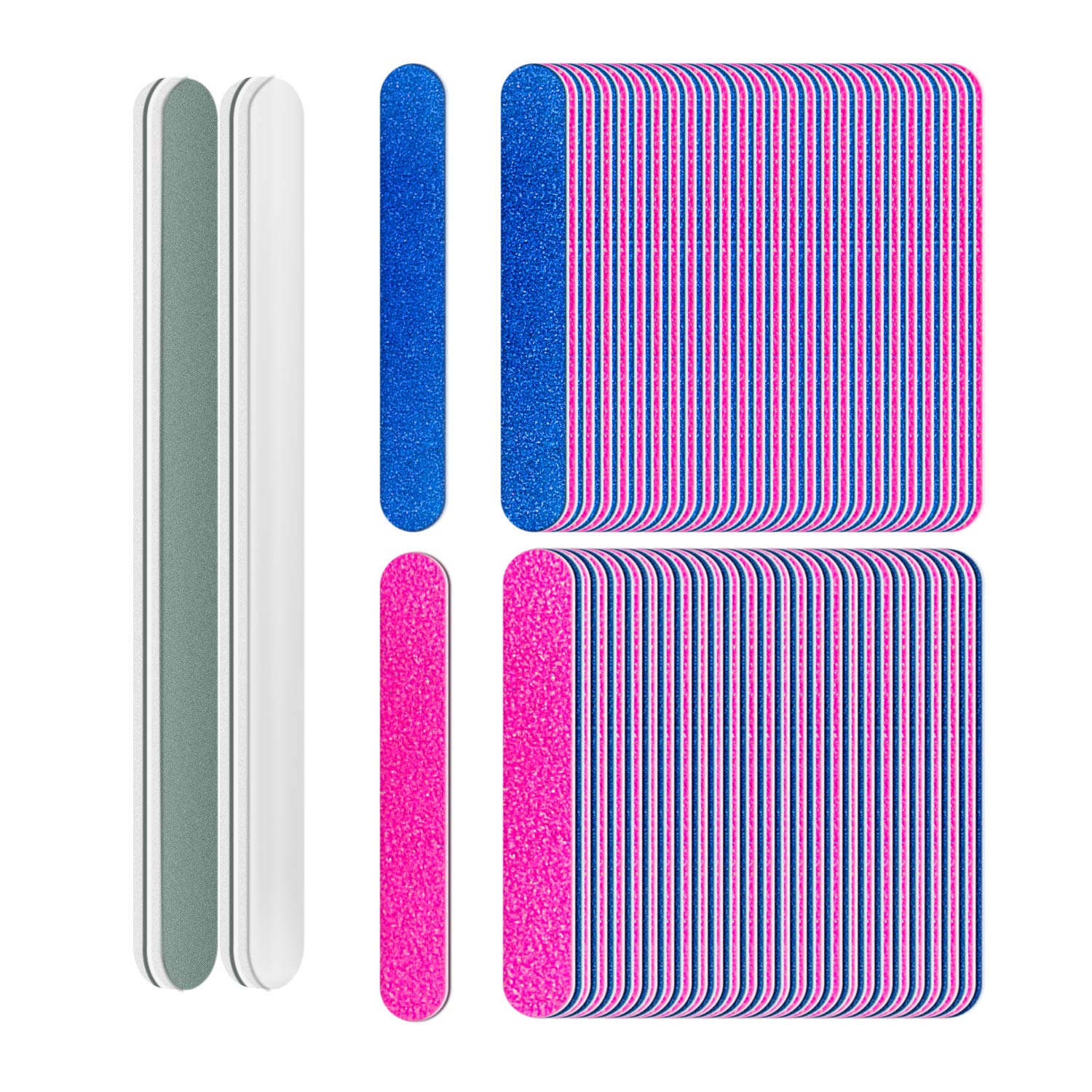 100 Pcs Disposable Nail Files 180/240, Double Sided Emery Board, Nail File Buffer Set for Natural Fake Nails for Home and Salon Use with Free Nail Polishing Buffer