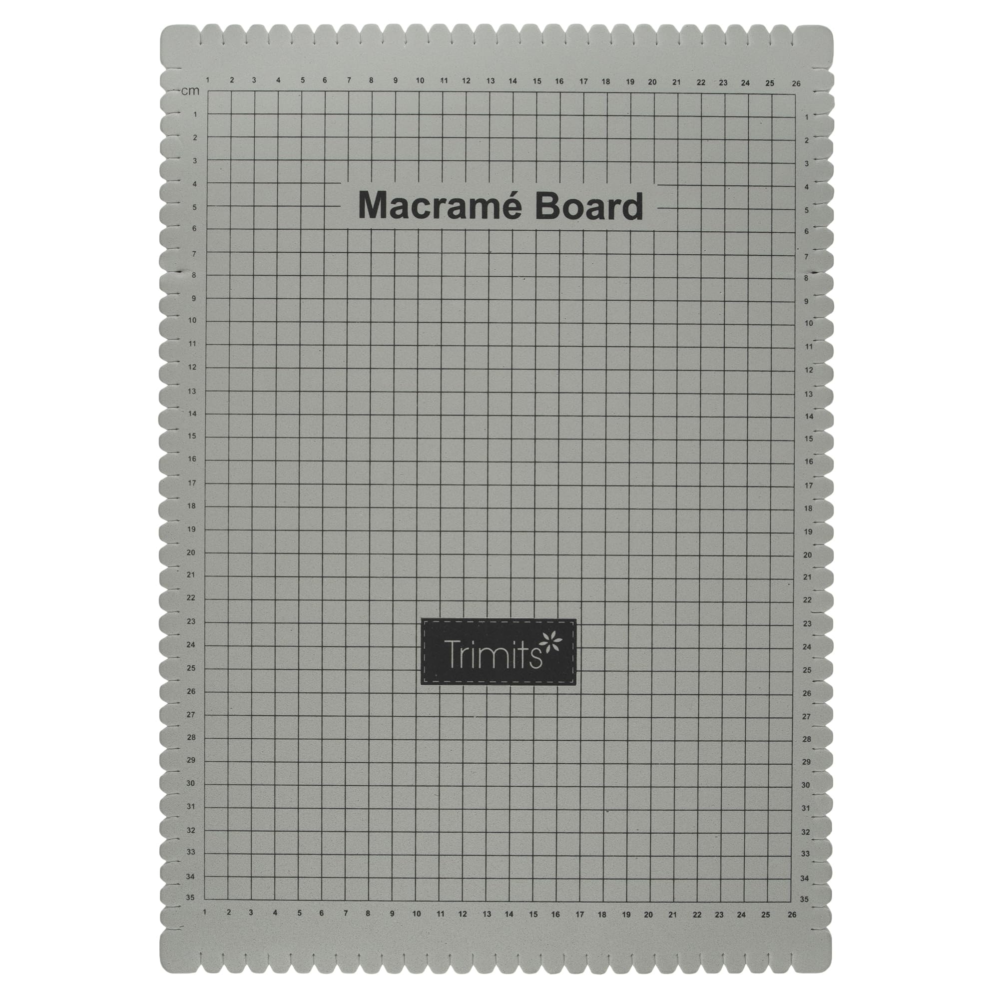 Trimits Macrame Board - A3: 29.7 x 42cm (12 x 17in) Double Sided Metric & Imperial, Self-Healing for Braiding, Knots, Craft Projects - Grey