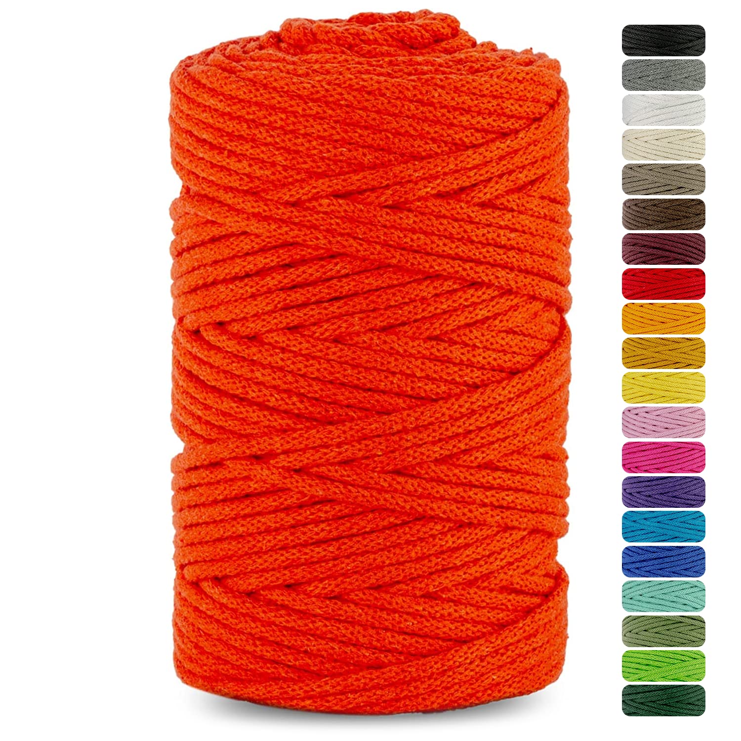 Netuno 1x Macrame Cord Braided Macramé Yarn Orange 5 mm x 100 m 0,2 inch x 3 937 inch Natural Twine String Cotton Cord Ideal Project Hanging Baskets DIY Handbags Decoration