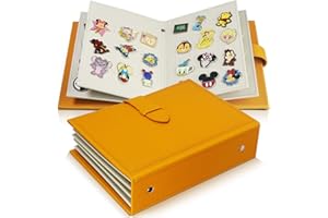 CollectHall Enamel Pin Album, Pin Trading Book, PU Leather Brooch Holder, Fit Rubber Back, Yellow