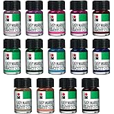 Marabu Easy Marble Paint Set - 14 Basic and Pastel Colors Marbling Paint Kit for Kids and Adults - Hydro Dipping, Tumbler Making, Paper - 2022 Release