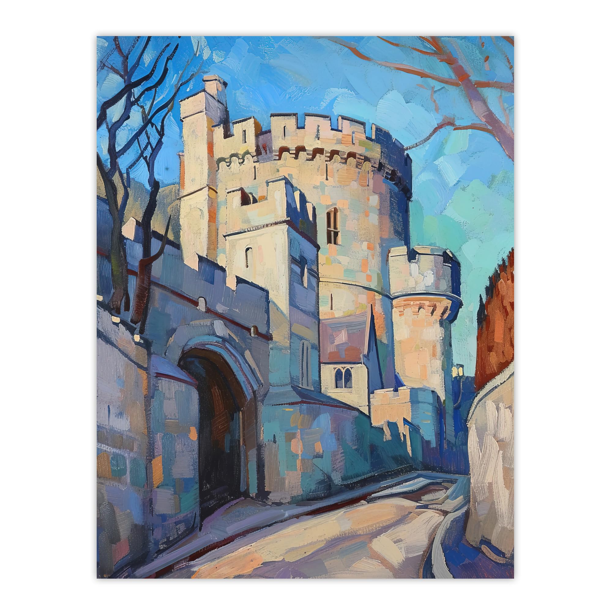 Artery8 Windsor Castle UK Royal King Charles Oil Painting Living Room Extra Large XL Wall Art Poster Print