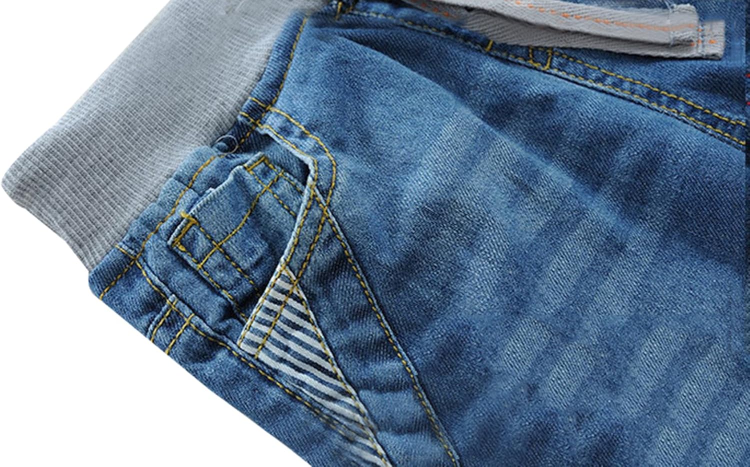 Toddler Kid Boy Elastic Mid Waist Washed Full Length Straight Pants Denim Jeans: Clothing