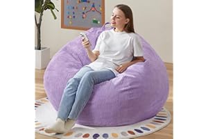 Hobestluk 3.5FT Bean Bag Chair Adult Bean Bag Chair Large Bean Bag Chair with Filler Included Teardrop Bean Bag with Removable Cover for Bedroom Living Room - (Large, Purple)