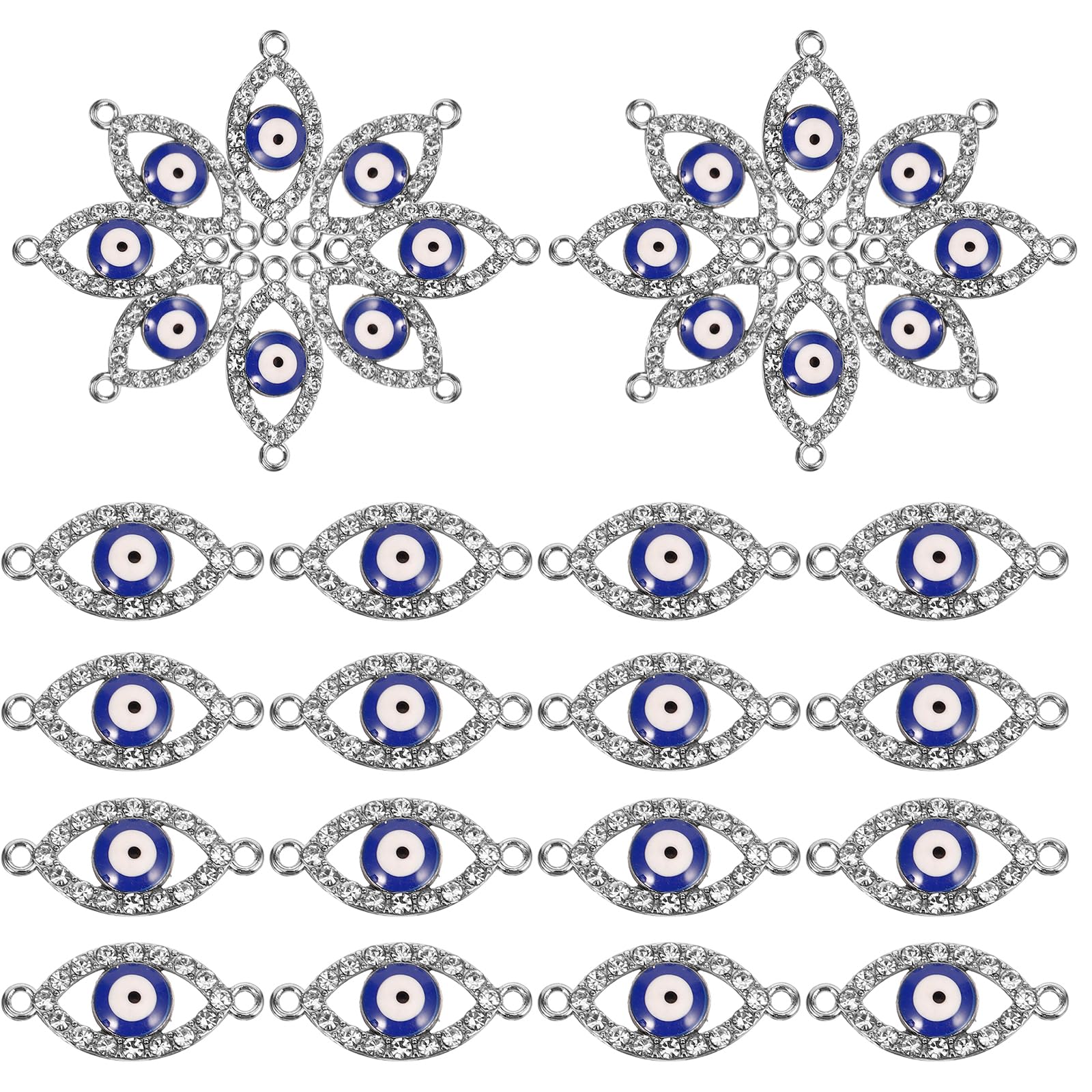 SEWACC 20pcs Evil Eye Charms for Jewelry Making, Metal Evil Eye Pendant Charms Double Hole Jewelry Pendant Beads for DIY Jewerly