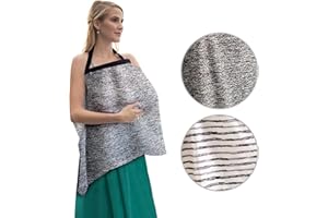 Bebe au Lait Zip & Switch Nursing Cover- Premium Cotton Breastfeeding Cover for Mom, Privacy Nursing Cover for Breastfeeding,Breathable Nursing Cover Up, One Size Fits All -Grey & Stripes (Pack of 2)