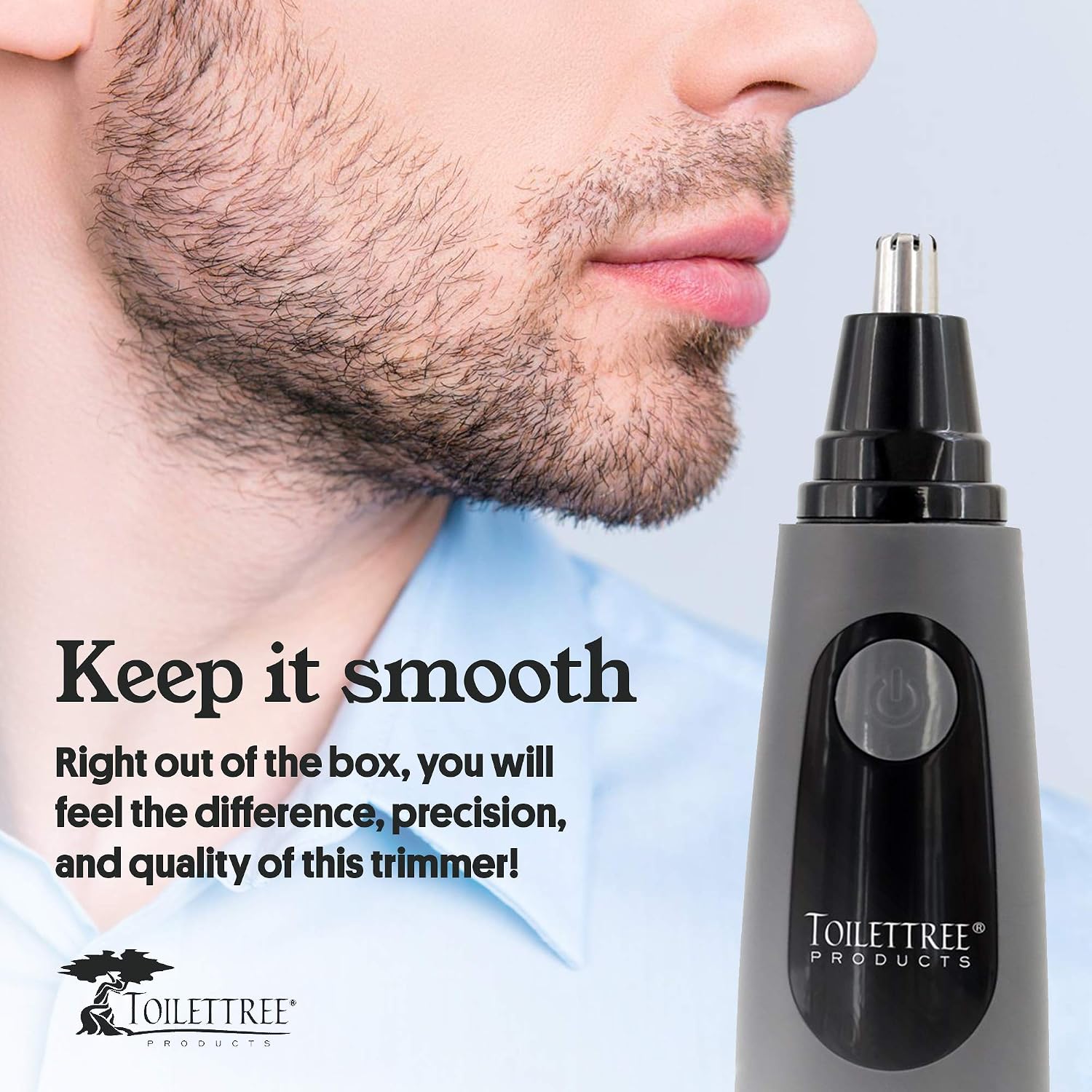 ToiletTree Professional Water Resistant Heavy Duty Nose Hair Trimmer with LED Light, Gray - Image 3