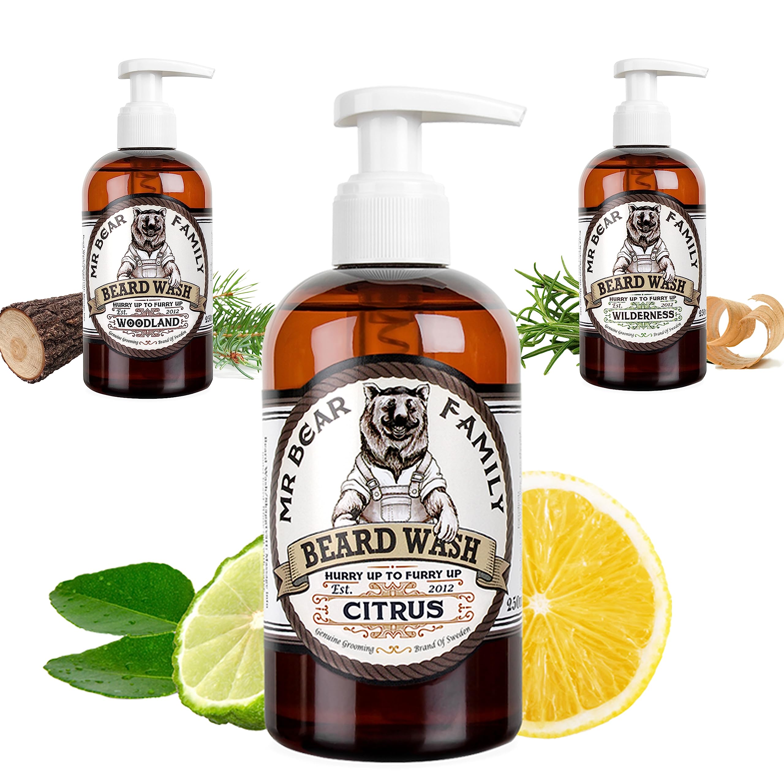 Natural Beard Shampoo for Men – Revitalising Vegan Beard Wash Contains Anti Beard Itch Anti Beardruff Oat Extract + Soothing Witch Hazel + Vitamin E for Fuller, Healthier Beard Hair – Citrus 250ml