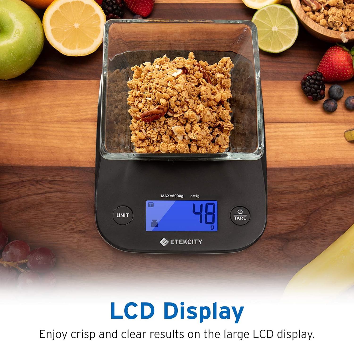 Etekcity Food Kitchen Scale, Digital Weight Grams and Oz for Baking and Cooking, Large, Black Plastic: Kitchen & Dining