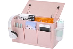 Edudif Feminine Functional Dual-purpose Bedside Organizer, Bed Caddy with 6 Pockets, Versatile Bedside Storage Solution Magaz