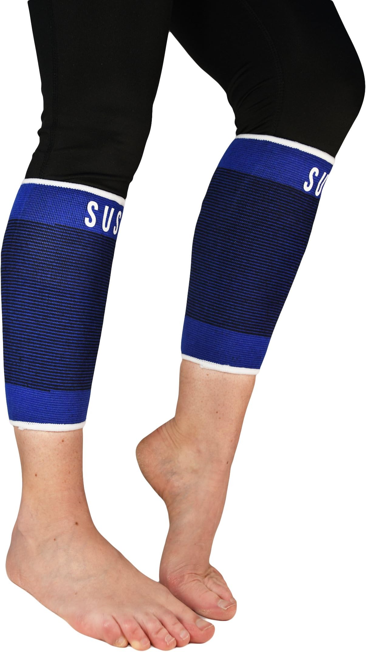 2 Elite Calf Compression Sleeves by Susama - Small/Medium - Footless Compression Stockings and Calf Support for Runners - #1 Relief for Shin Splints and Varicose Veins, Best Shin Protection Brace