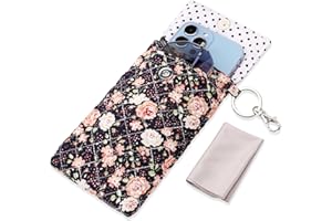 Hongeely Soft Glasses Case Double Eyeglass Case Sunglasses Travel Pouch for Women Men with Key Chain