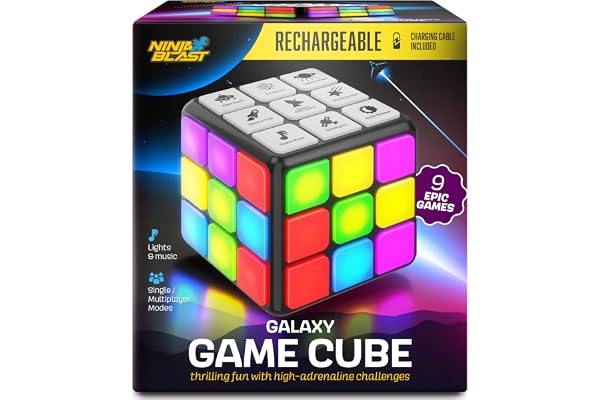 Rechargeable Game Activity Cube - Toys for Boys and Girls - 9 Fun Brain & Memory Games - Birthday Gifts for Age 6, 7, 8, 9, 1