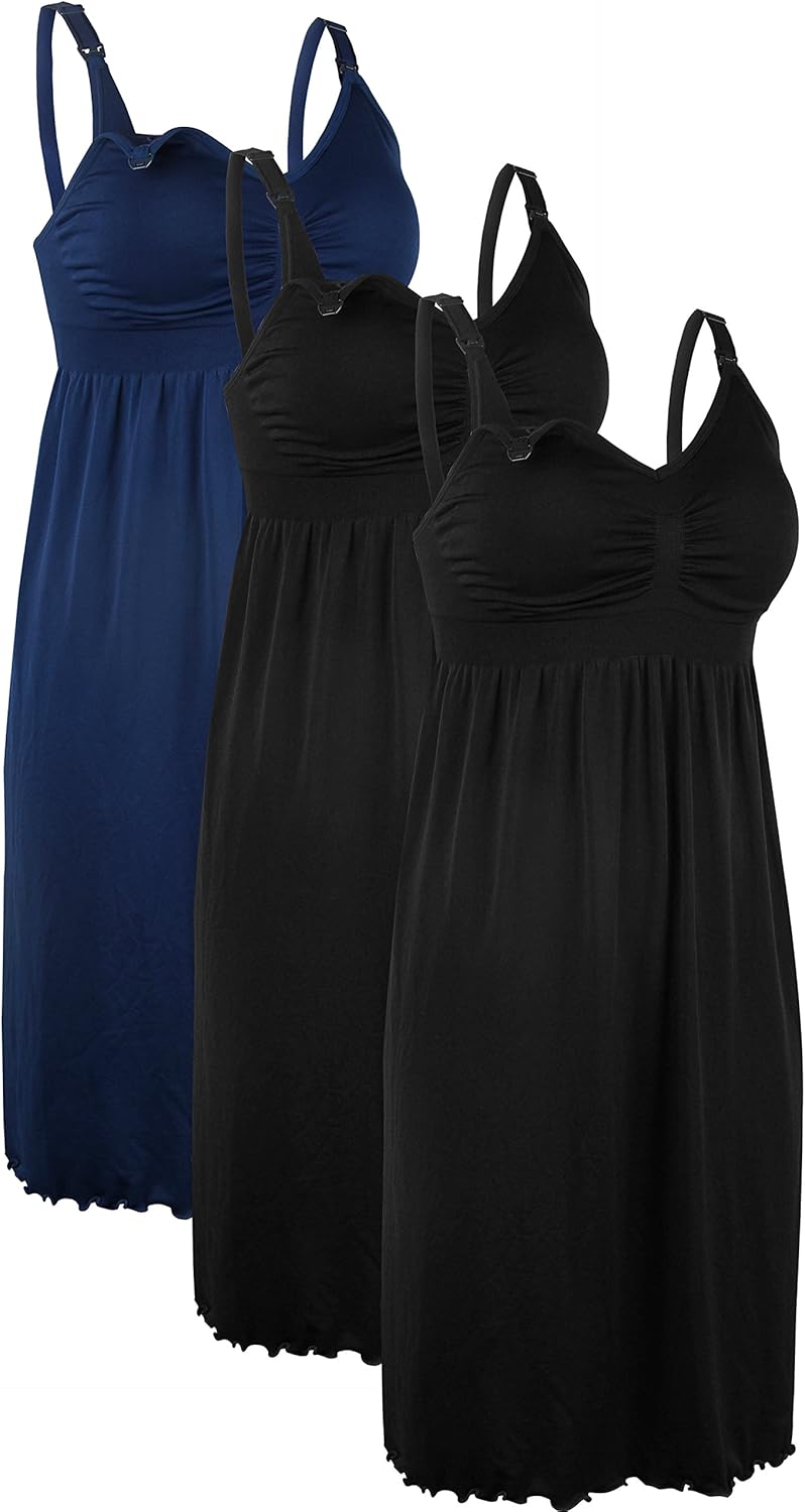 iloveSIA 3PCS Women's Maternity Breastfeeding Dress Nursing Nightgown at  Women’s Clothing store