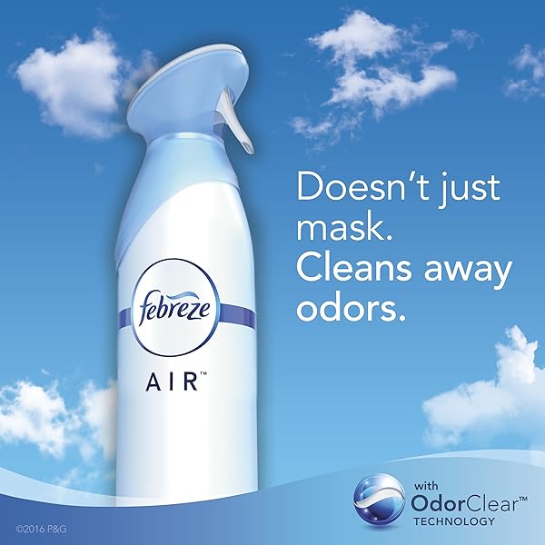 FEBREZE AIR MIST AIR FRESHENER SPRAY, ODOR-FIGHTING ROOM SPRAY, AIR FRESHENERS FOR HOME AND BATHROOM AND KITCHEN, AEROSOL CAN, HEAVY DUTY CRISP CLEAN SCENT, 8.8OZ, 1 COUNT