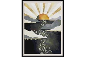 Svarog Stamped Cross Stitch Kits Beginners Full Range of Embroidery Patterns Starter Kits for Adult or Kids DIY Cross Stitches Needlepoint Kits 14CT-Sunrise 11.8x15.75 inch