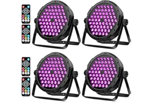 OPPSK 60LED Stage Par Lights 4Pack: 90-Watts RGB Color Changing - Sound Activated Remote & DMX Control for DJ - Uplighting for Events Wedding Home Party Dance Floor Music Light Show Band Performance