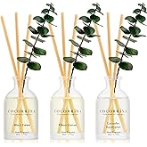 COCORRÍNA Eucalyptus Reed Diffuser Set of 3 - Lavender Eucalyptus, Black Forest, Clean Cotton Scents, 1.7 fl oz Each, Total 5.1 oz, Scented Oil Diffusers for Home & Office