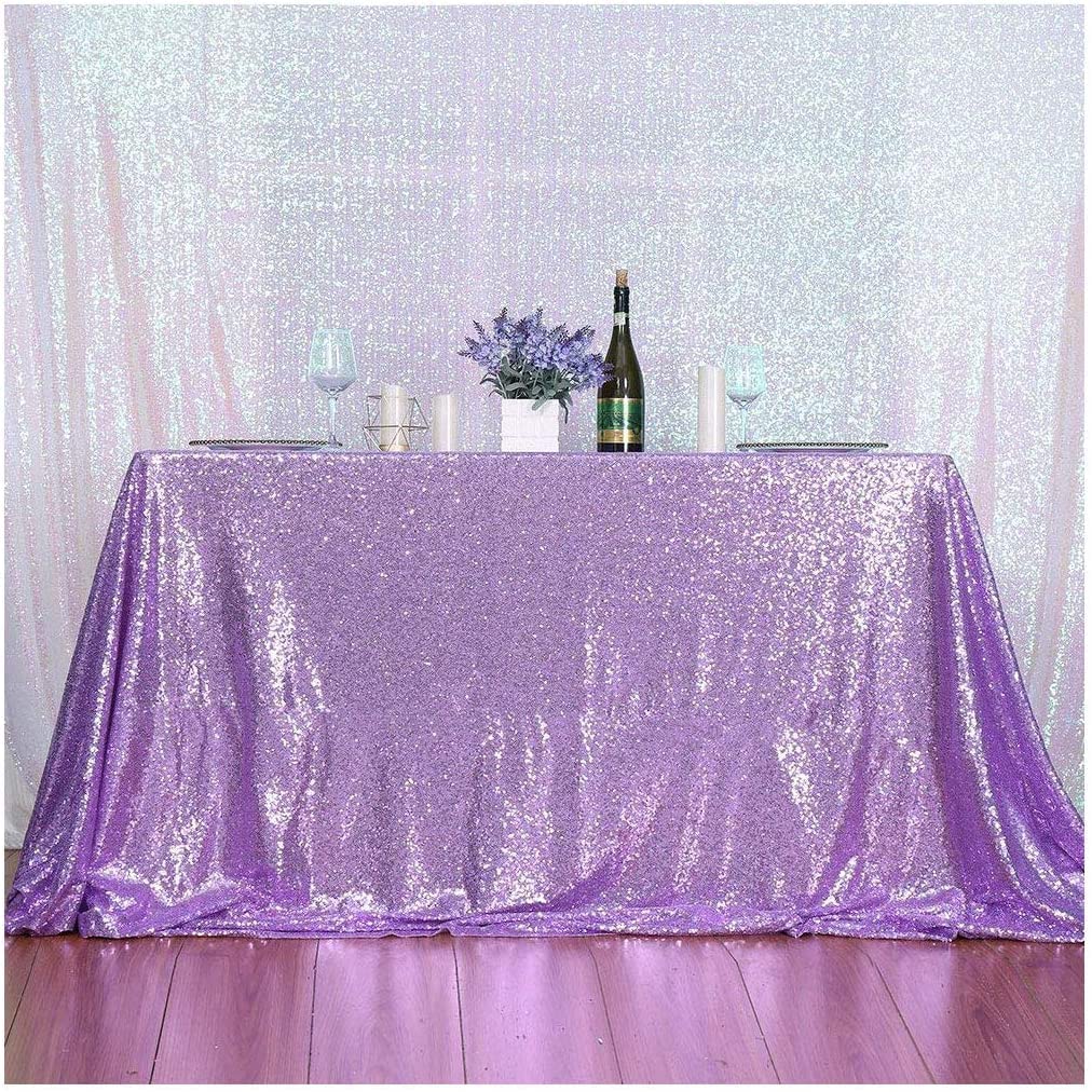 Eternal Beauty Sparkly Rectangle 127 x 203 cm Sequin Tablecloths Wedding Party Banquet (Lavender,50x80 inches)