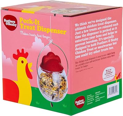 Feathers & Beaky Peck It Chicken Treat Dispenser Toy - Boredom Buster Durable