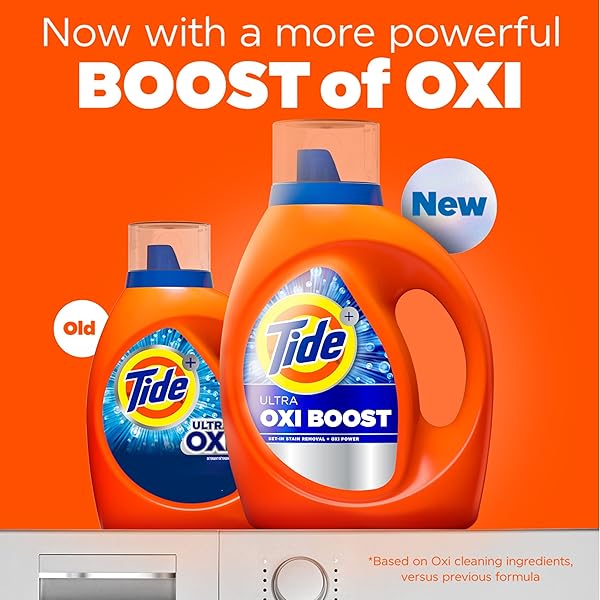 TIDE ULTRA OXI BOOST LIQUID LAUNDRY DETERGENT, 84 FL OZ, 59 LOADS, ADVANCED STAIN REMOVER, LAUNDRY DETERGENT LIQUID WITH EXTRA OXI POWER
