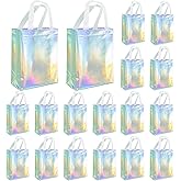 W WINTMING 24 Pcs Holographic Gift Bags with Handles Stunning Reusable Holographic Iridescent Party Favor Bags Welcome Bags for Birthday Holiday Wedding Christmas (8'' Medium Size)