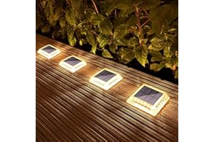 Lacasa Solar Deck Lights, 4 Pack 30LM LED Dock Light Warm White 2700K, Outdoor Solar Powered Step Light Up All Night IP68 Waterproof Auto ON/Off for Garden Stairs Driveway Pathway