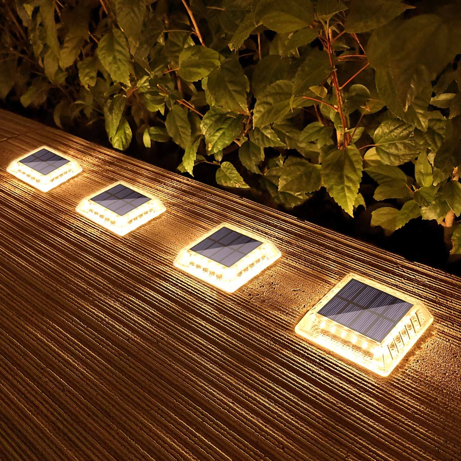 Lacasa 4 Pack 30LM IP68 Waterproof Solar Garden Light for Staircase Paths Paths Patio Bridge Dock, Warm White 2700K